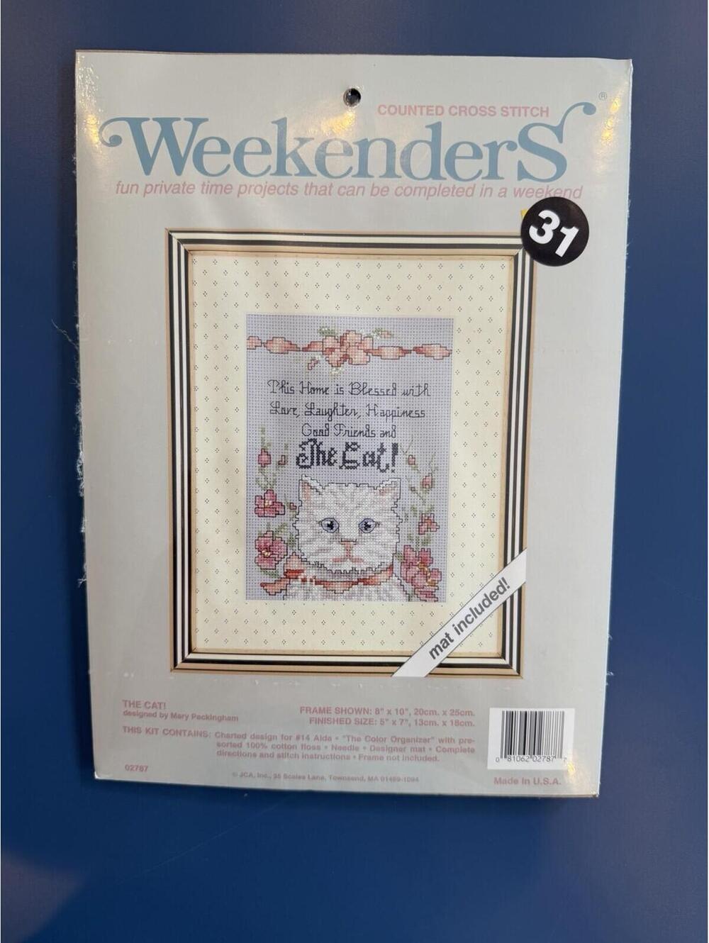 Weekenders Counted Cross Stitch The Cat By Mary Packingham Mat Included New
